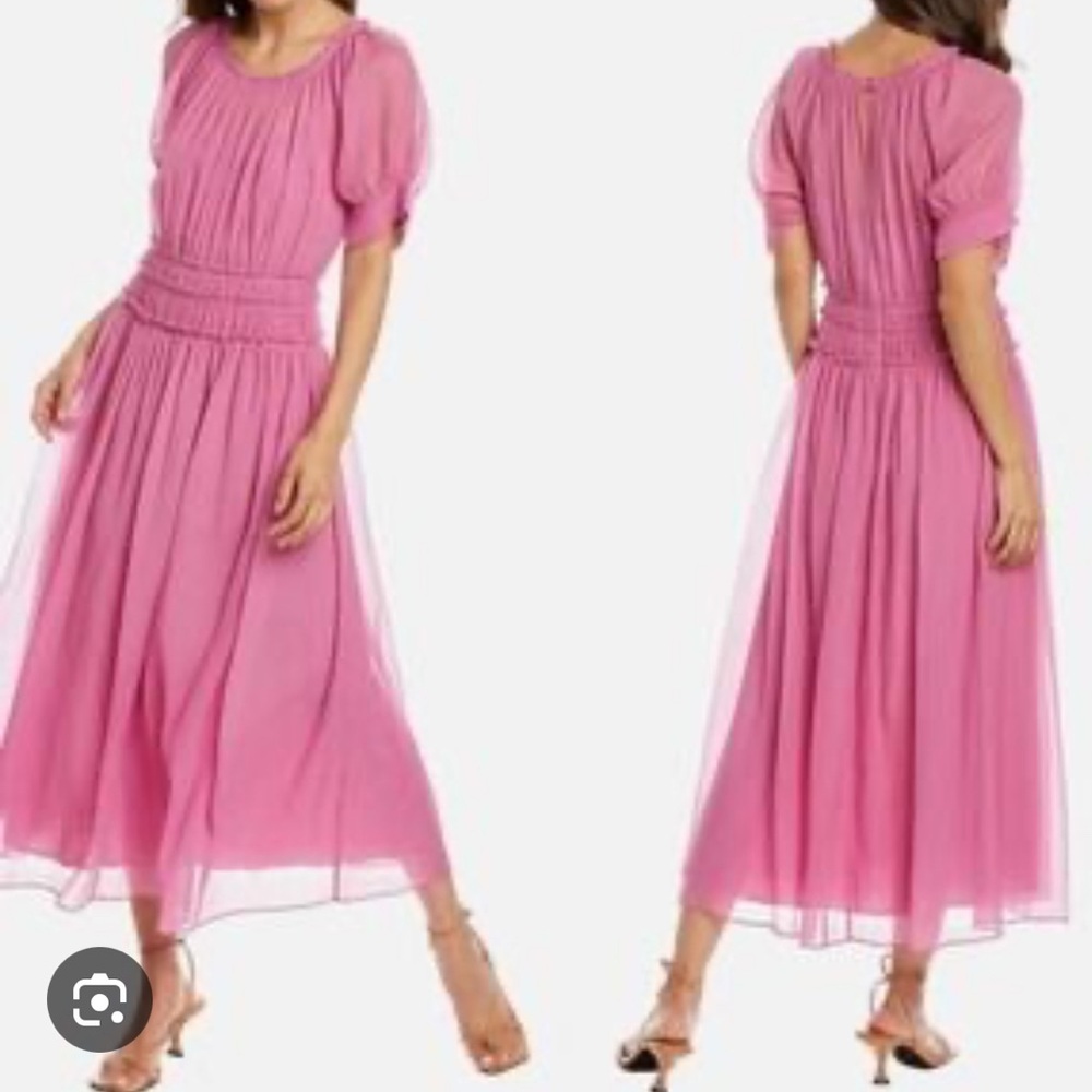 Rebecca Taylor Vibrant Pink Midi Dress - Picture 2 of 5